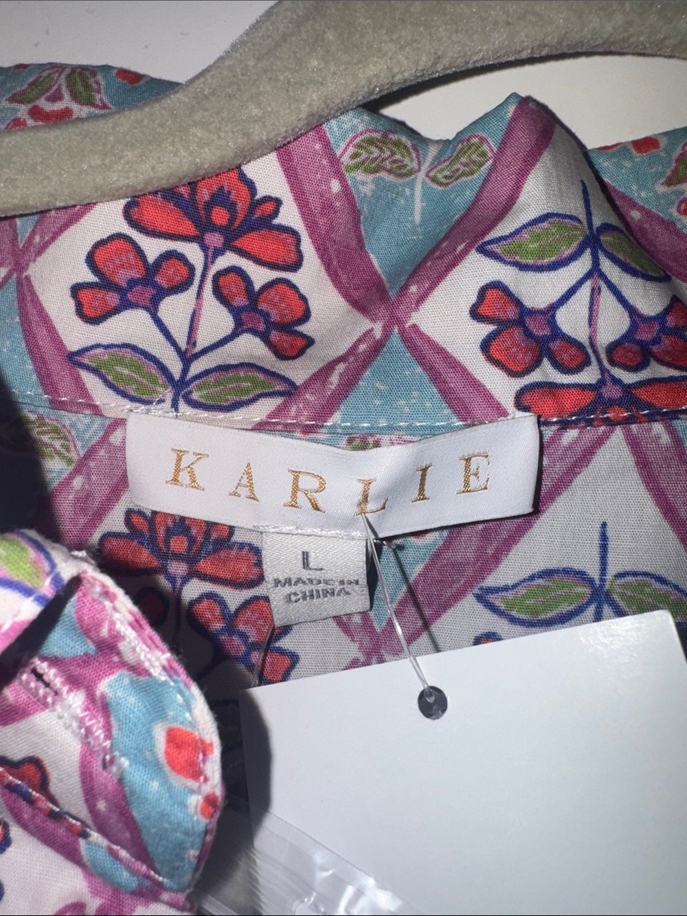 Patterned shirt- Pink & Blue NWT - Picture 5 of 7